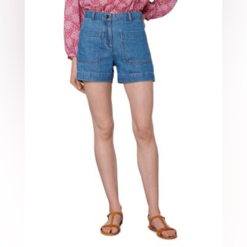 Vanessa Bruno‎ Paris Telia Cotton High Waisted Blue Jean Shorts Size 34 NWT